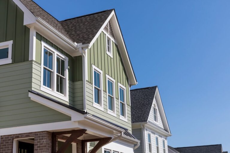Green siding on a new house
